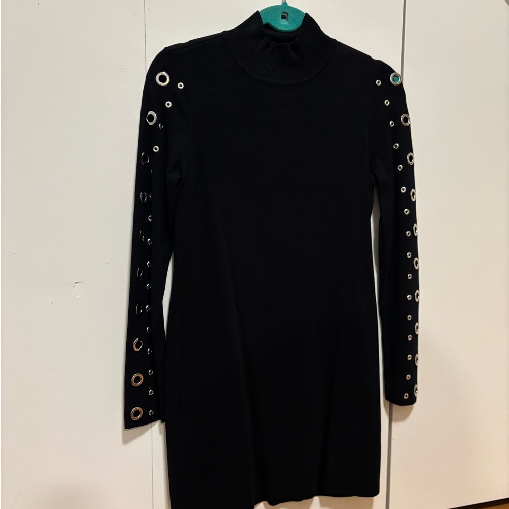 INC International Concepts Black Dress with Grommet Sleeves